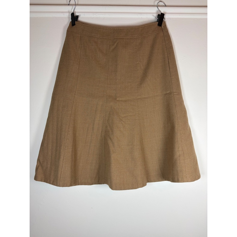 Pendleton Vintage Women 12P Tan Virgin Wool A-Line Skirt Made in USA Lined Camel